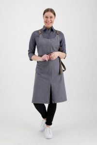 Bib Apron Forene Cross Grey Denim
