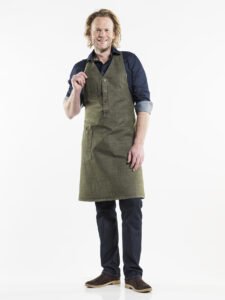 Bib Apron Bistro Green Denim