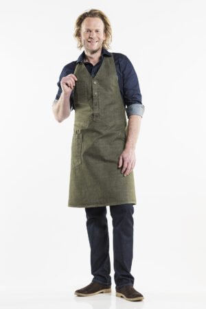 Bib Apron Bistro Green Denim