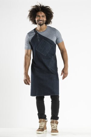 Bib Apron Skew Blue Denim